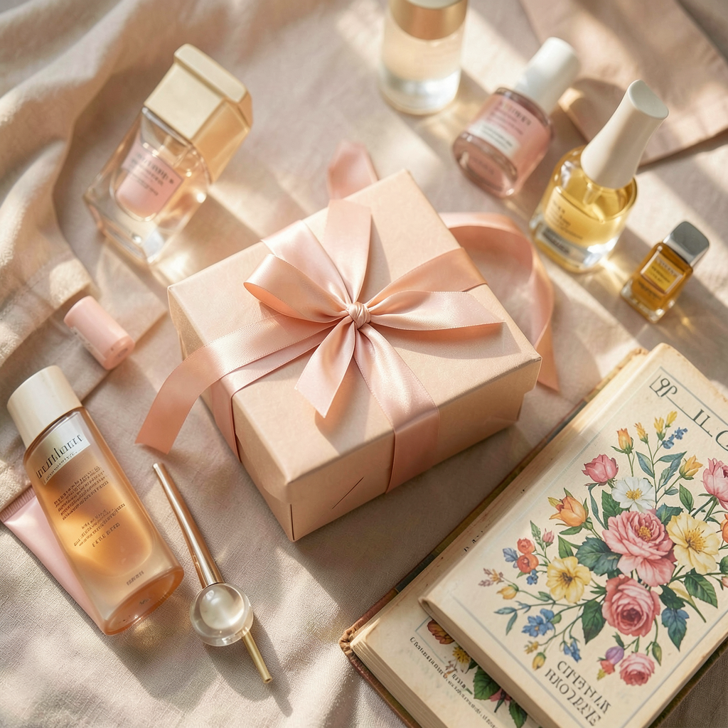 Boîte de cadeaux élégants avec livres et cosmétiques