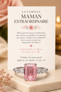 Un élégant bijou en or blanc, parfait pour un cadeau de fête des mères.