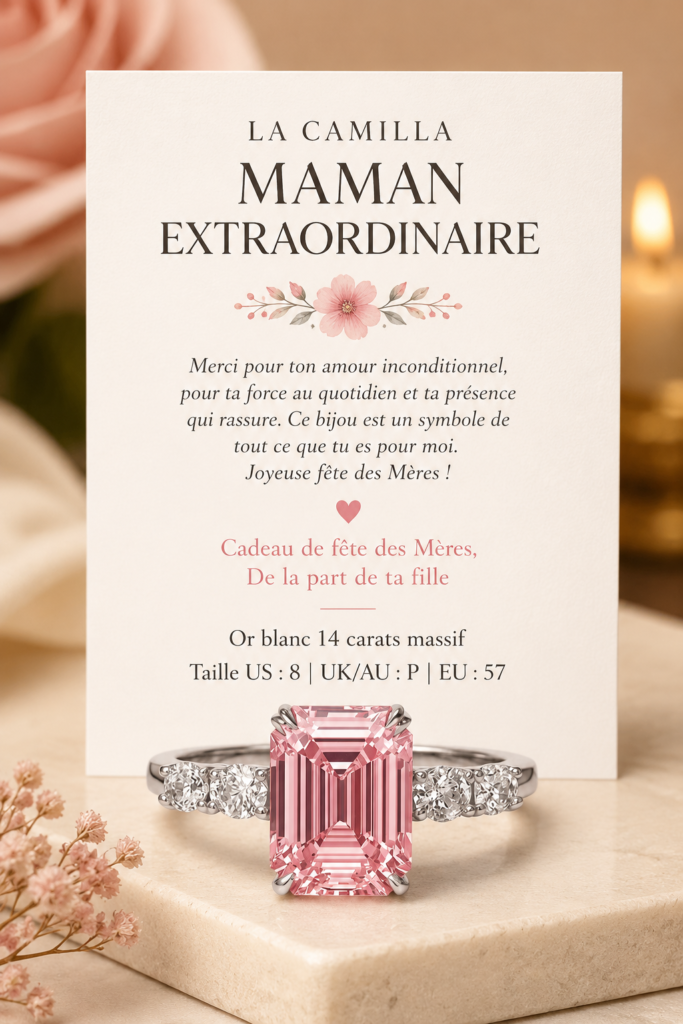 Un élégant bijou en or blanc, parfait pour un cadeau de fête des mères.
