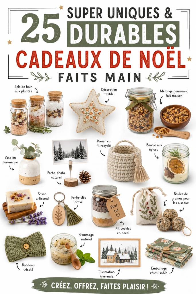 Des cadeaux de Noël DIY uniques et durables dans un décor festif.