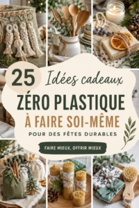 Cadeaux de Noël faits maison sains et durables en ambiance festive.