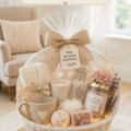 Un élégant panier de luxe rempli de produits raffinés, parfait pour offrir