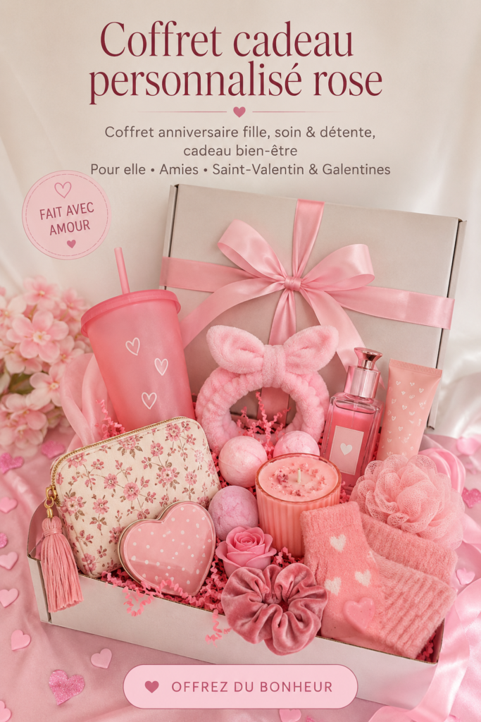 Corbeille cadeau personnalisée avec produits de soin et douceurs pour elle