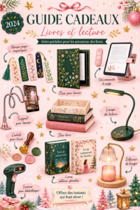 Différents livres et accessoires de lecture présentés en cadeau