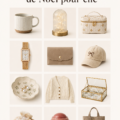 Sélection de cadeaux de Noël pour femmes, incluant bijoux et soins