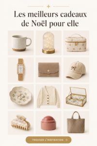Sélection de cadeaux de Noël pour femmes, incluant bijoux et soins
