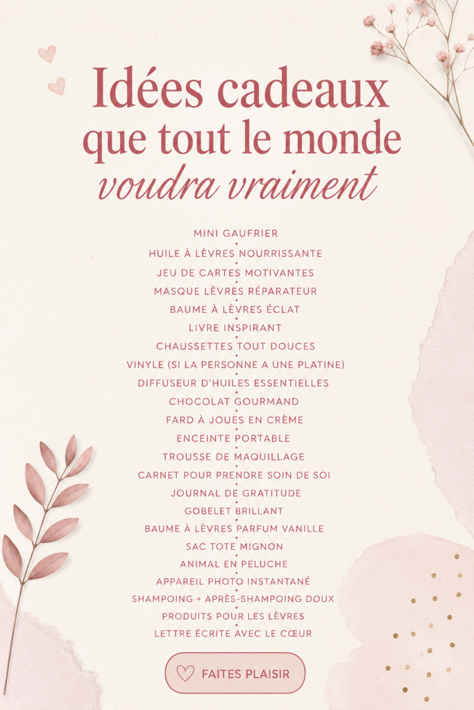 Une sélection de cadeaux diversifiés prêts à offrir, mettant en avant leur originalité et praticité.