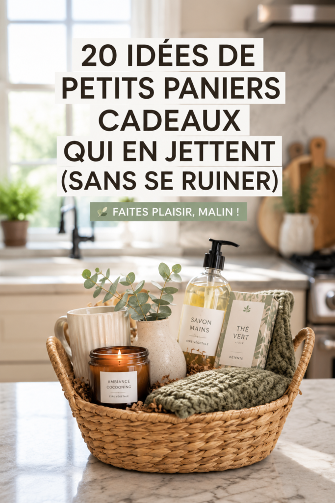 Un élégant panier cadeau rempli de produits variés et raffinés.