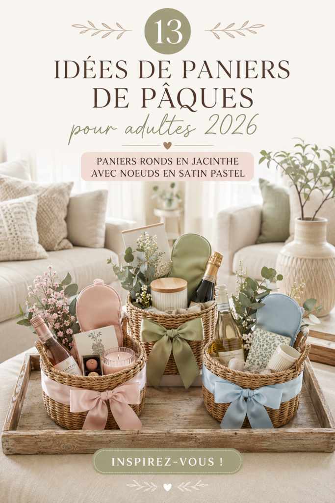 Panier de Pâques élaboré avec des douceurs et un décor chic