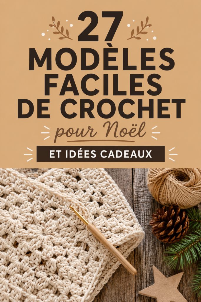 Modèle de crochet facile pour Noël, représentant un cadeau fait main. Idéal pour les fêtes.