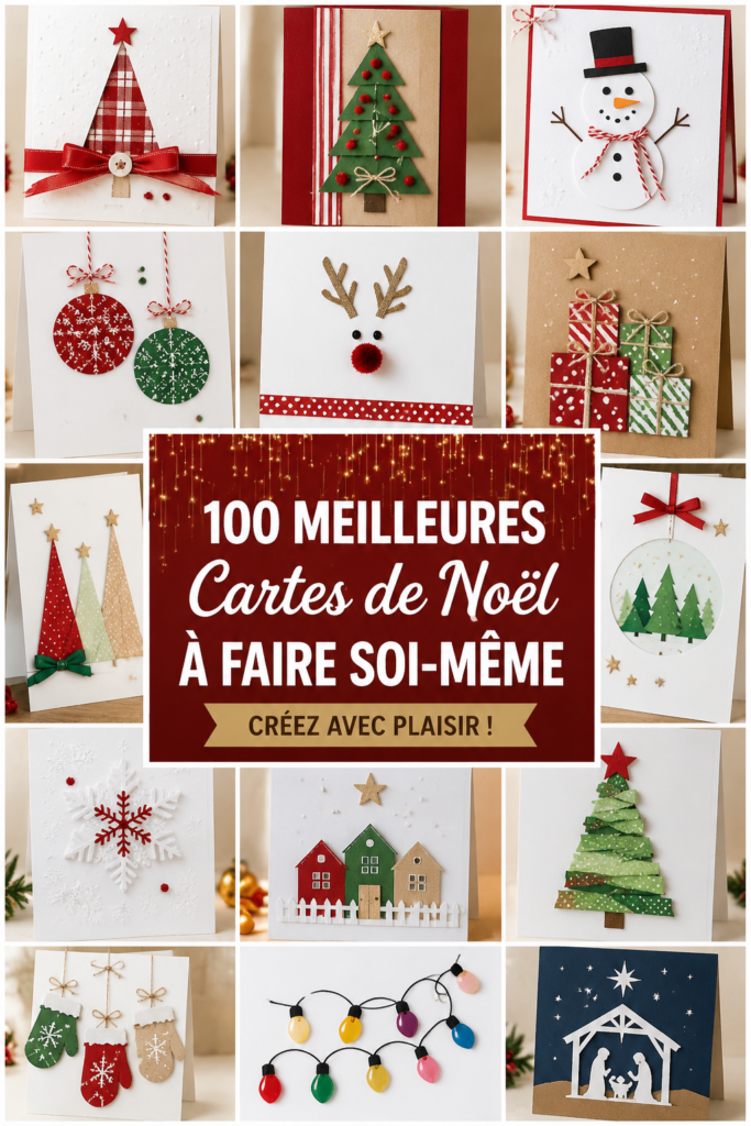 Une collection de cartes de Noël DIY colorées et créatives sur une table