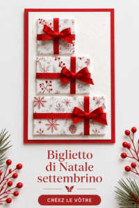 Une image de billets de Noël faits main sur une table décorée pour les fêtes