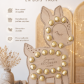 Calendrier de l'avent en bois personnalisé coloré et décoré pour Noël