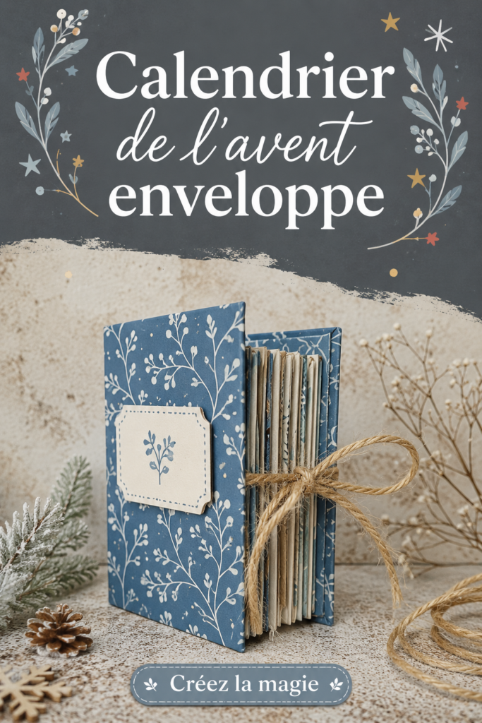 Calendrier de l'avent en enveloppes décoratif sur une table