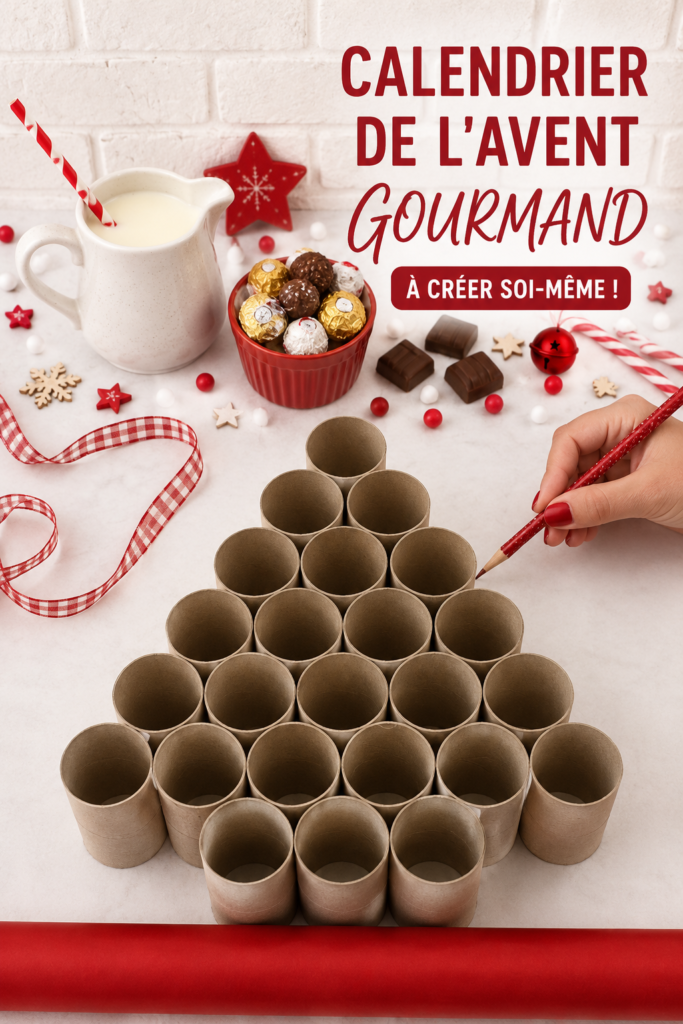 Calendrier de l'Avent gourmand rempli de douceurs et surprises créatives.