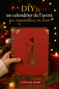 Calendrier de l'avent DIY en forme de livre décoré pour Noël