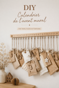 Calendrier de l'avent mural décoré de manière créative