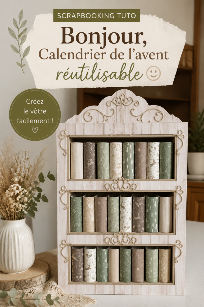 Calendrier de l'avent en scrapbooking fait main avec des décorations colorées
