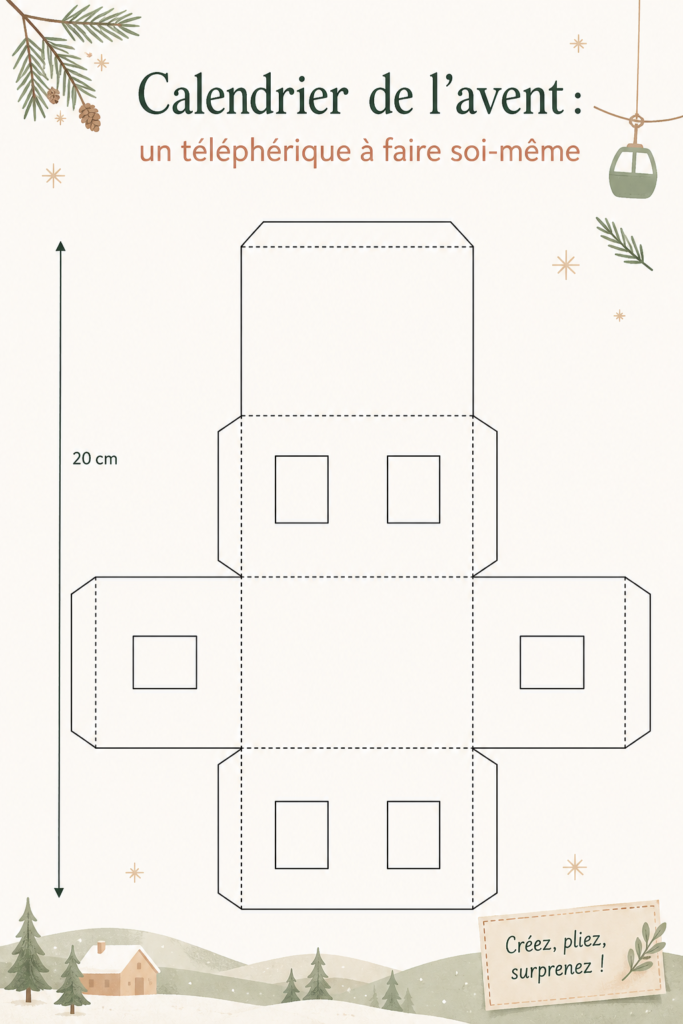 Calendrier de l'avent fait maison en forme de téléphérique décoratif.