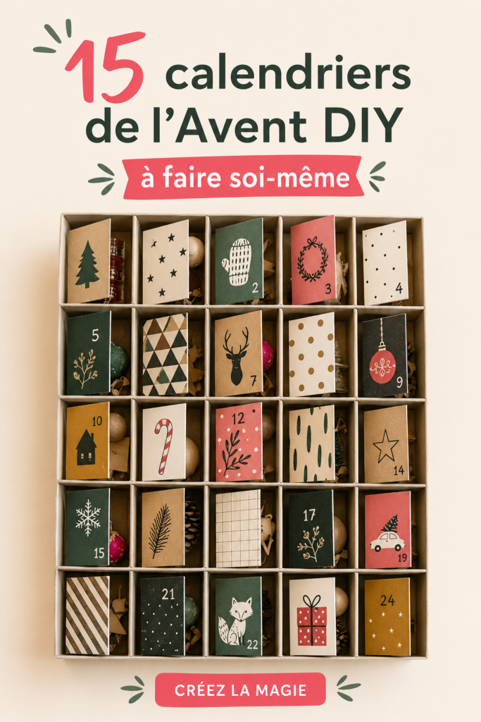 Calendrier de l'Avent DIY décoré de manière créative avec des cadeaux surprises