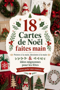 Une sélection de cartes de Noël faites main illustrant des designs colorés et créatifs.