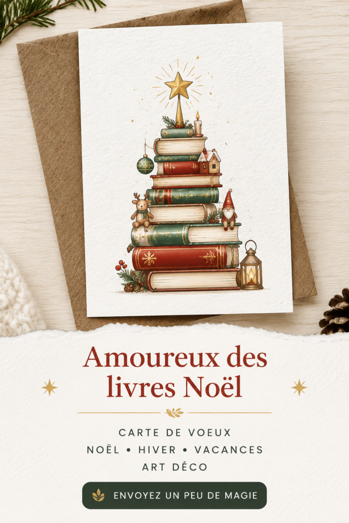 Carte de vœux de Noël avec un design inspiré des livres