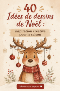 Collection d'idées de dessins sur le thème de Noël avec des motifs festifs.
