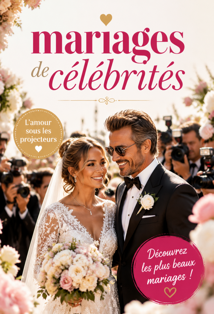 Mariage de célébrités avec décor romantique et élégant, inspirant pour des noces de rêve.