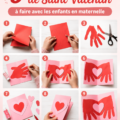 Bricolages de Saint Valentin réalisés avec des enfants, mettant en avant des cœurs et des décorations colorées.