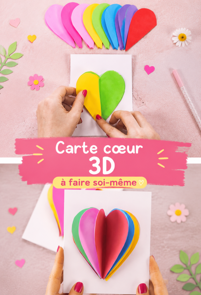 Une belle carte cœur en 3D réalisée pour la Saint-Valentin