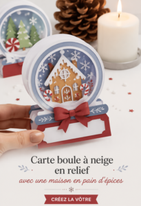 Carte de Noël en boîte à ombres avec maison en pain d'épice