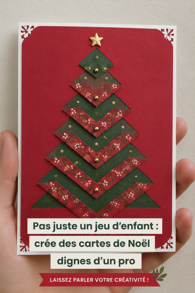 Un ensemble de cartes de Noël créatives sur une table, illustrant des designs colorés et élégants.