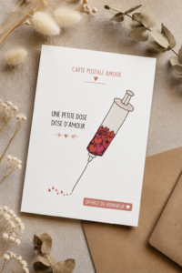 Création d'une carte postale d'amour en cours avec des fournitures artistiques