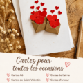 Un exemple de carte de Saint-Valentin faite main, décorée avec des embellissements colorés.