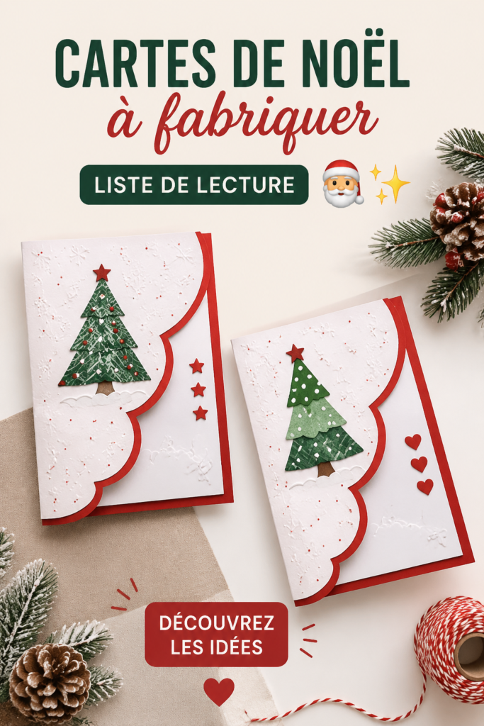 Une collection de cartes de Noël faites main sur une table, illustrant la créativité.