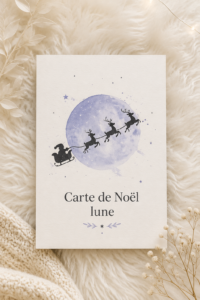 Une série de cartes de Noël inspirées par la lune avec divers designs.