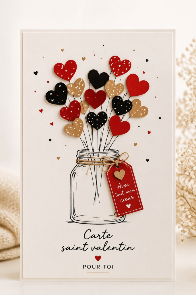 Carte de Saint-Valentin créative avec des cœurs