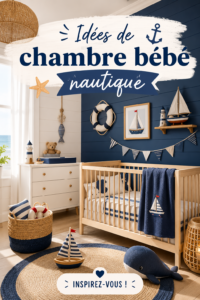 Chambre de bébé décorée sur le thème nautique, avec des couleurs apaisantes et des motifs marins.