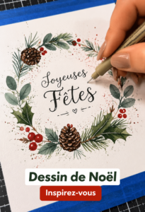 Un groupe de personnes dessinant ensemble des motifs de Noël en famille.