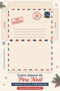 Un modèle imprimable de lettre du Père Noël personnalisable pour les enfants.