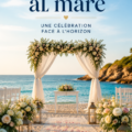 Un mariage romantique avec vue sur l'océan, décoré avec des fleurs et des drapés blancs.